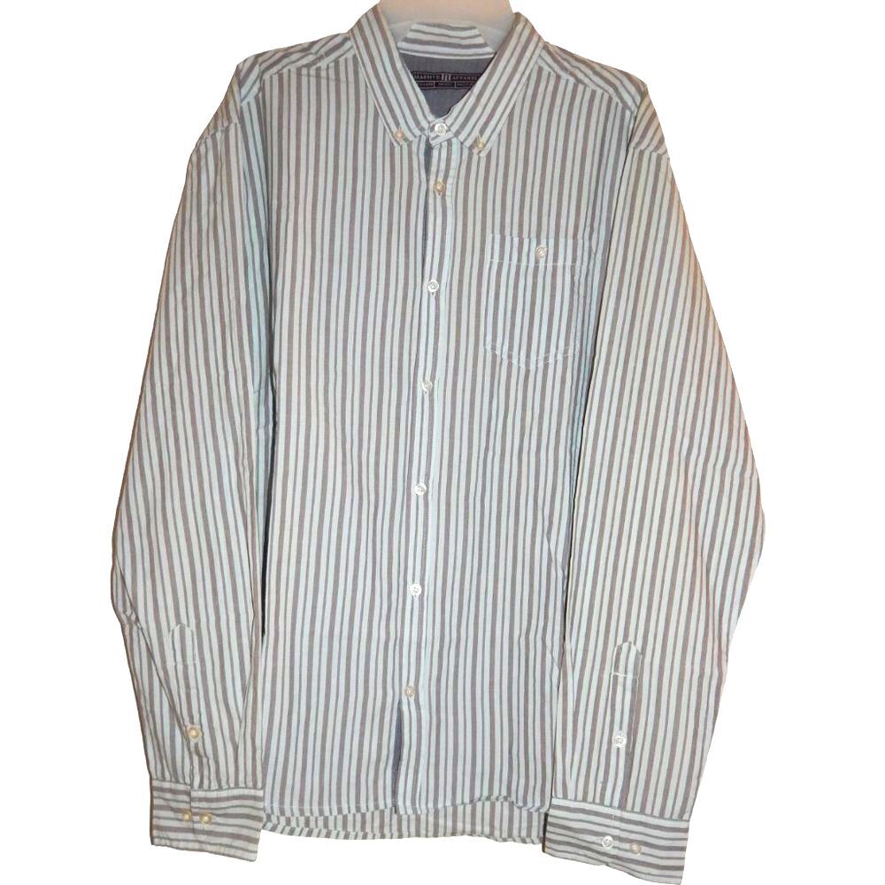 MASSIVE APPAREL men's x-large teal gray striped button-up shirt